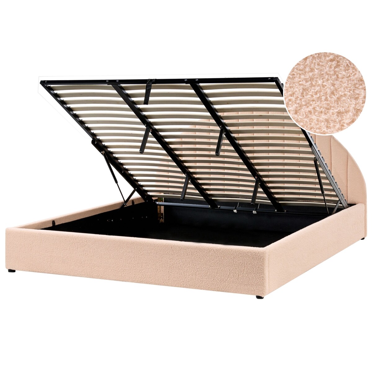 Łóżko z pojemnikiem Boucle CHADENET 180 x 200 cm Brzoskwiniowy