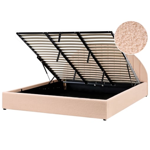 Łóżko z pojemnikiem Boucle CHADENET 180 x 200 cm Brzoskwiniowy