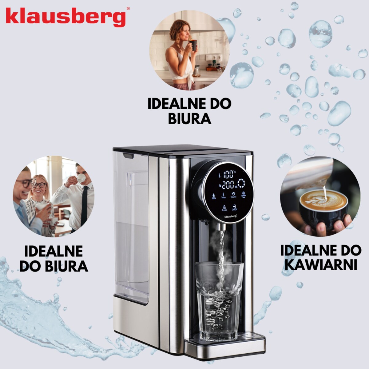 Dozownik dystrybutor podgrzewacz do gorącej wody 2.7L z regulacją temperatury KLAUSBERG