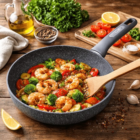 Patelnia głęboka wok granitowa 26cm indukcja KAMILLE