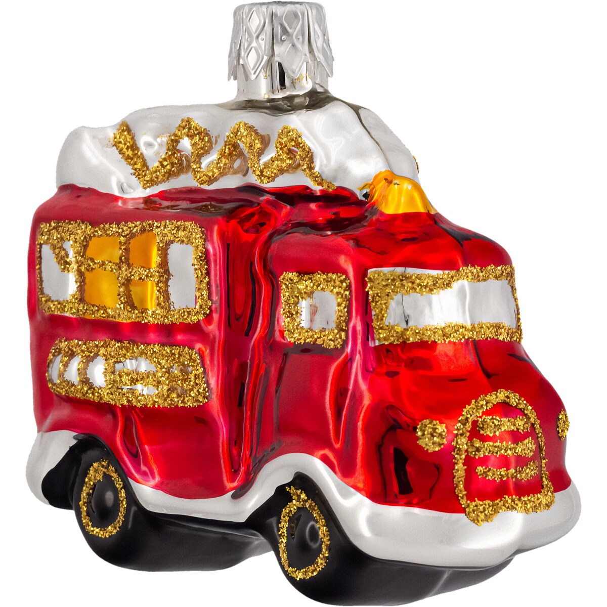 Bombka choinkowa szklana - Wóz strażacki: mini
