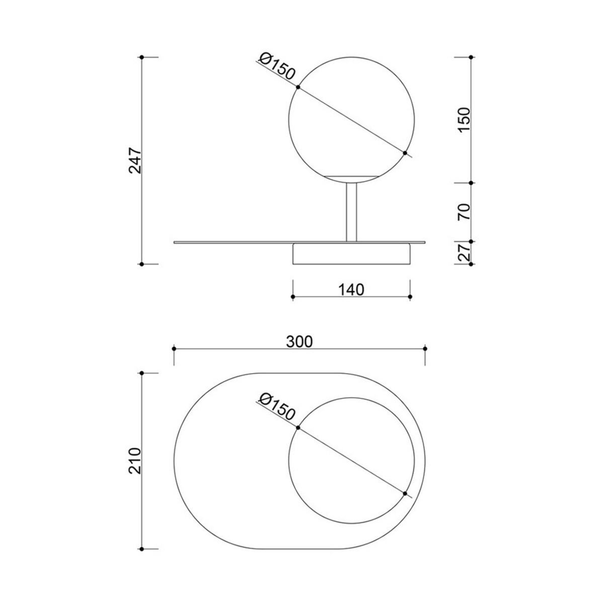 HANEA ST czarna lampa stołowa z półką