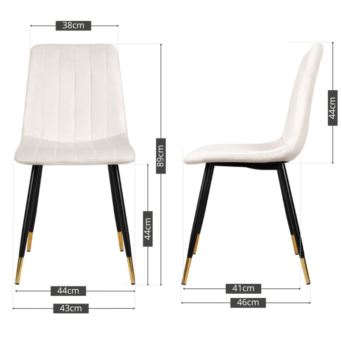 Krzesło tapicerowane welurowe pikowane złote nogi beżowe