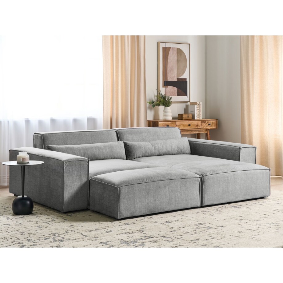 Narożnik modułowy 2-osobowy lewostronny z otomaną szary HELLNAR