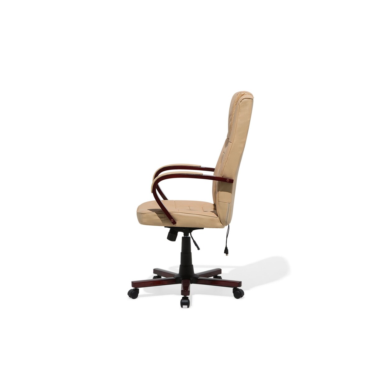 Fotel biurowy regulowany z funkcją masażu skórzany beżowy DIAMOND
