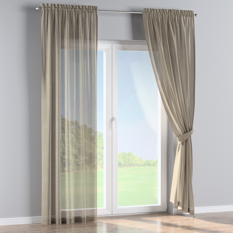 Zasłona na kanale z grzywką 1 szt. 130x245 ciemny beż