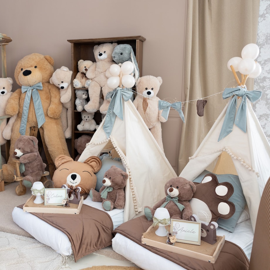 Poduszka miś - duża poducha velvet ciemny brąz