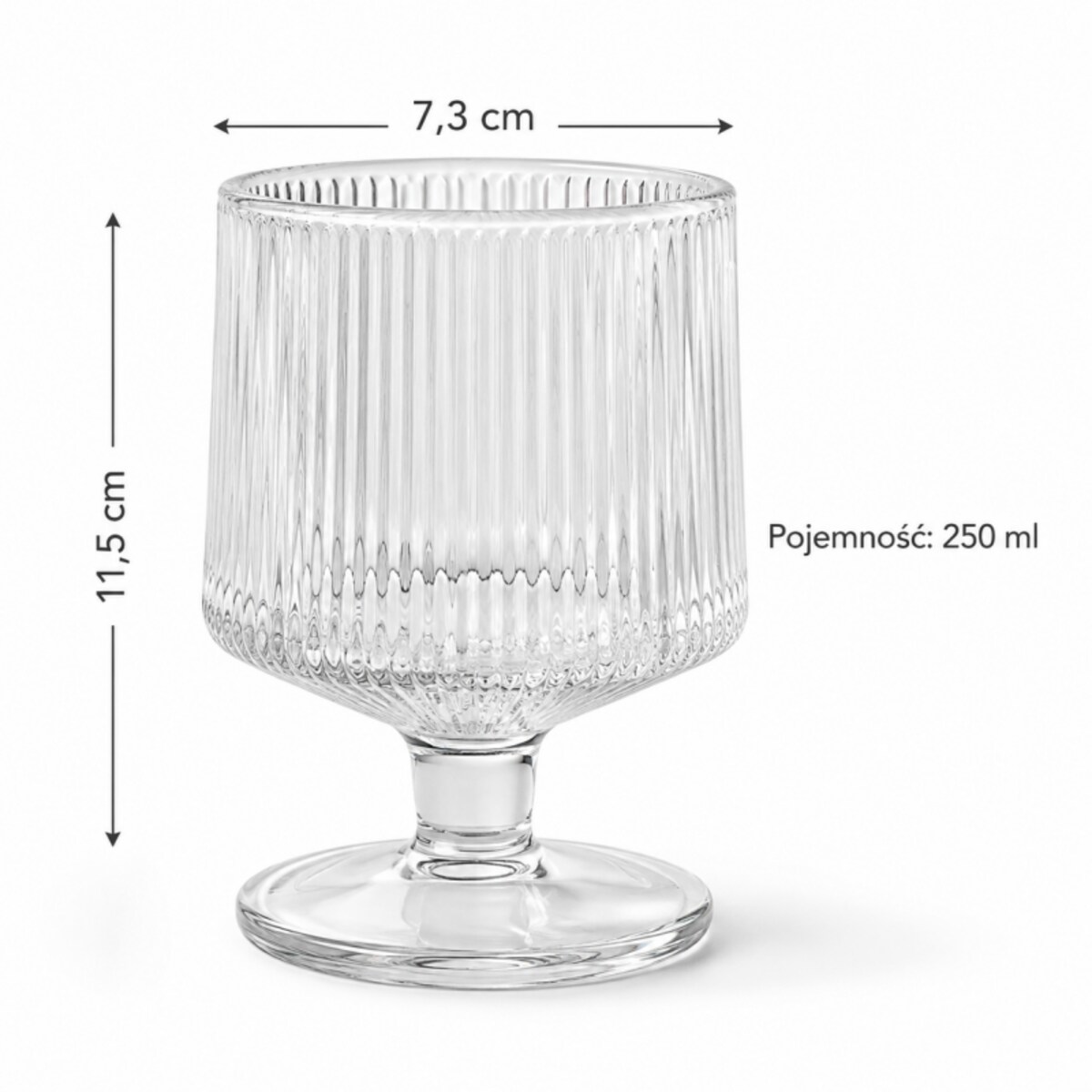 Zestaw 6 szt szklanek ryflowanych na nóżce do deserów, drinków 250ml SZK227ZESTAW6