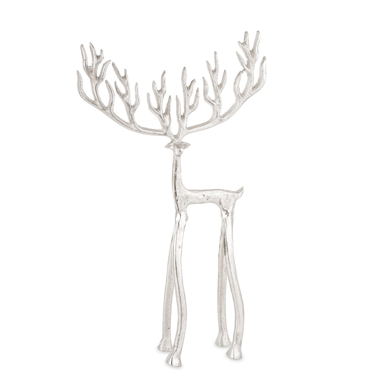 Figurka - jeleń metalowy na długich nogach 40x22,5x7 cm ELAFI srebrny