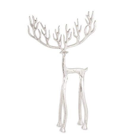 Figurka - jeleń metalowy na długich nogach 40x22,5x7 cm ELAFI srebrny