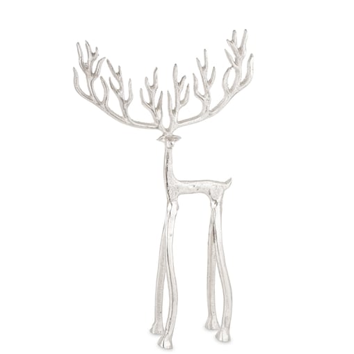 Figurka - jeleń metalowy na długich nogach 40x22,5x7 cm ELAFI srebrny
