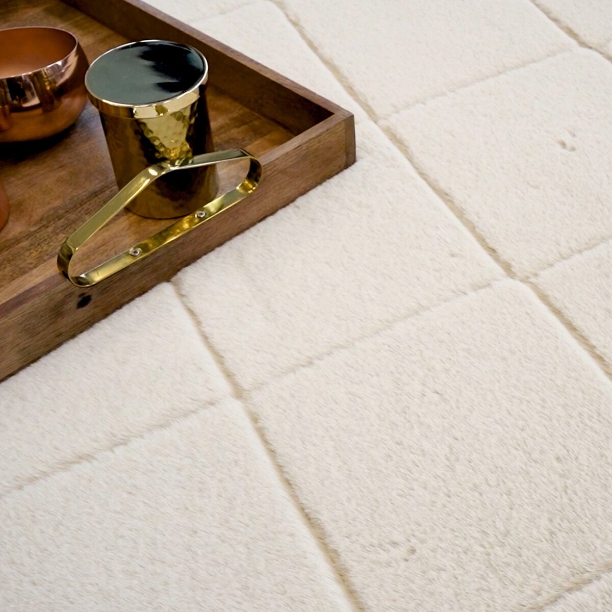 Dywan Rabbit Jasny Beż Futro Królika Romby Momenta 6000 120x170