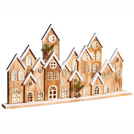 Dekoracja świąteczna LED MALLOS Domek 45 cm Brązowy