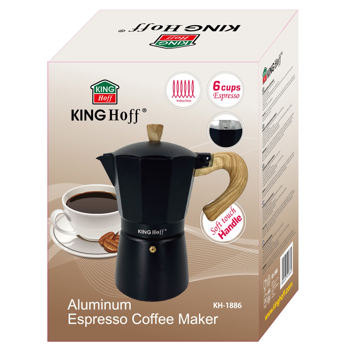 Kawiarka espresso Kafeterka ciśnieniowa indukcja KINGHOFF 300ml 6 filiżanek