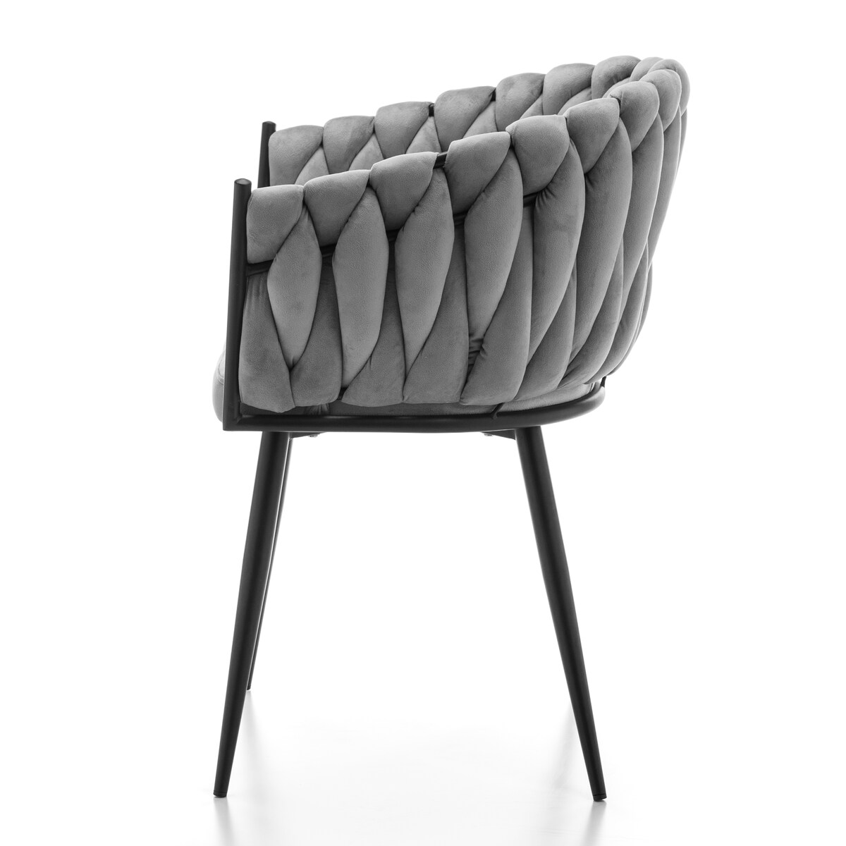 Krzesło tapicerowane plecione glamour salon welurowe LATINA jasnoszara