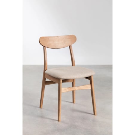 Krzesło do jadalni z tkaniny i drewna Cloda naturalne