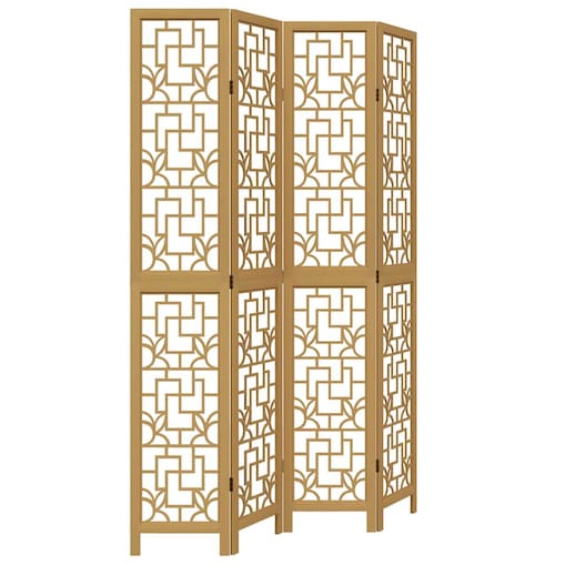 vidaXL Parawan pokojowy, 4-panelowy, brązowy, lite drewno paulowni