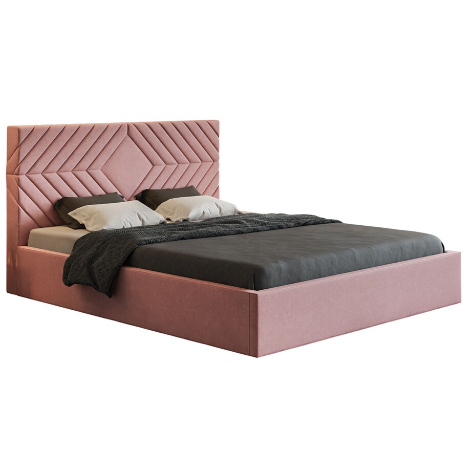 Łóżko do sypialni 180x200 OLDO 2 tapicerowane, z pojemnikiem- różowe