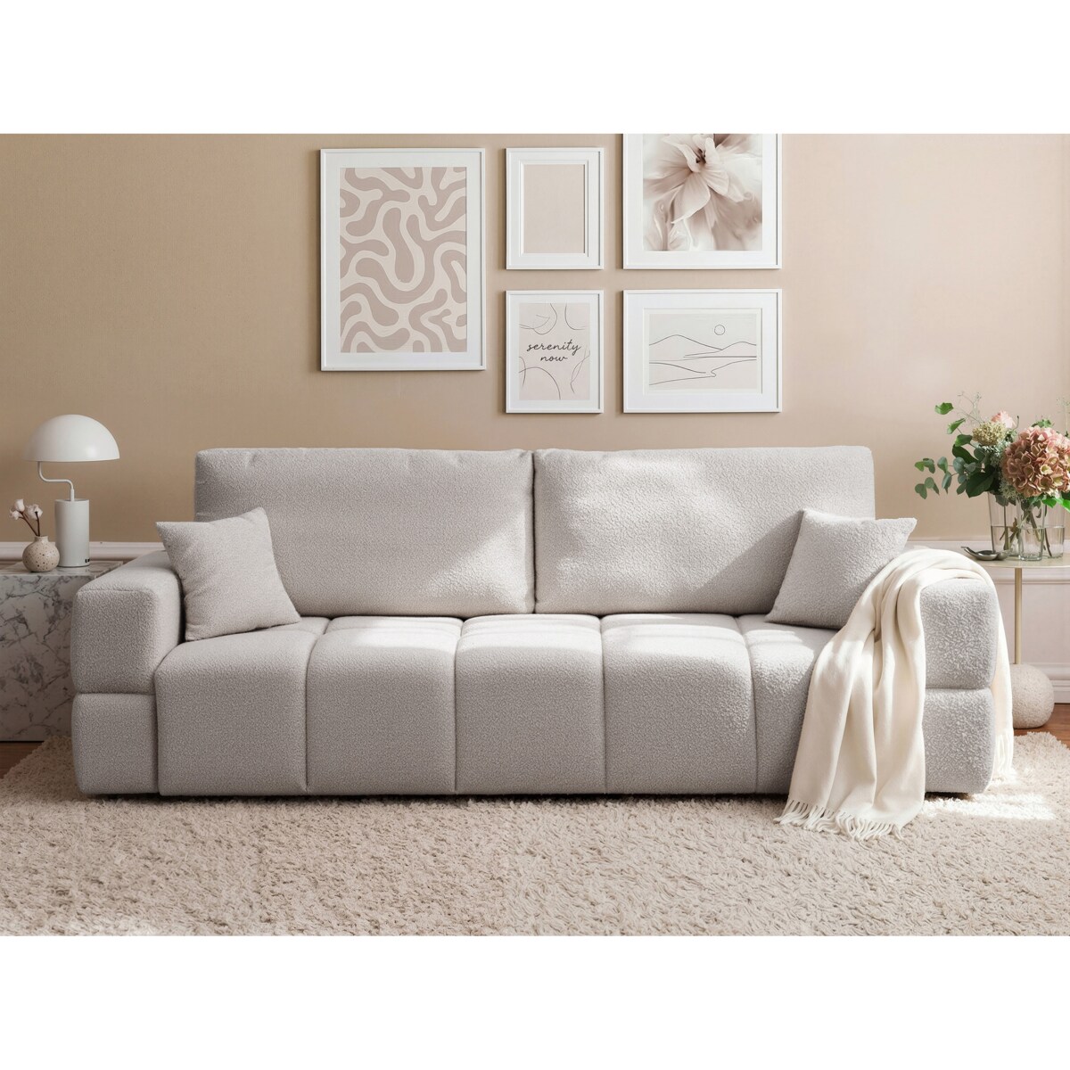 Narożnik SZARY tapicerowany BUENO SOFA z funkcją spania i pojemnikiem