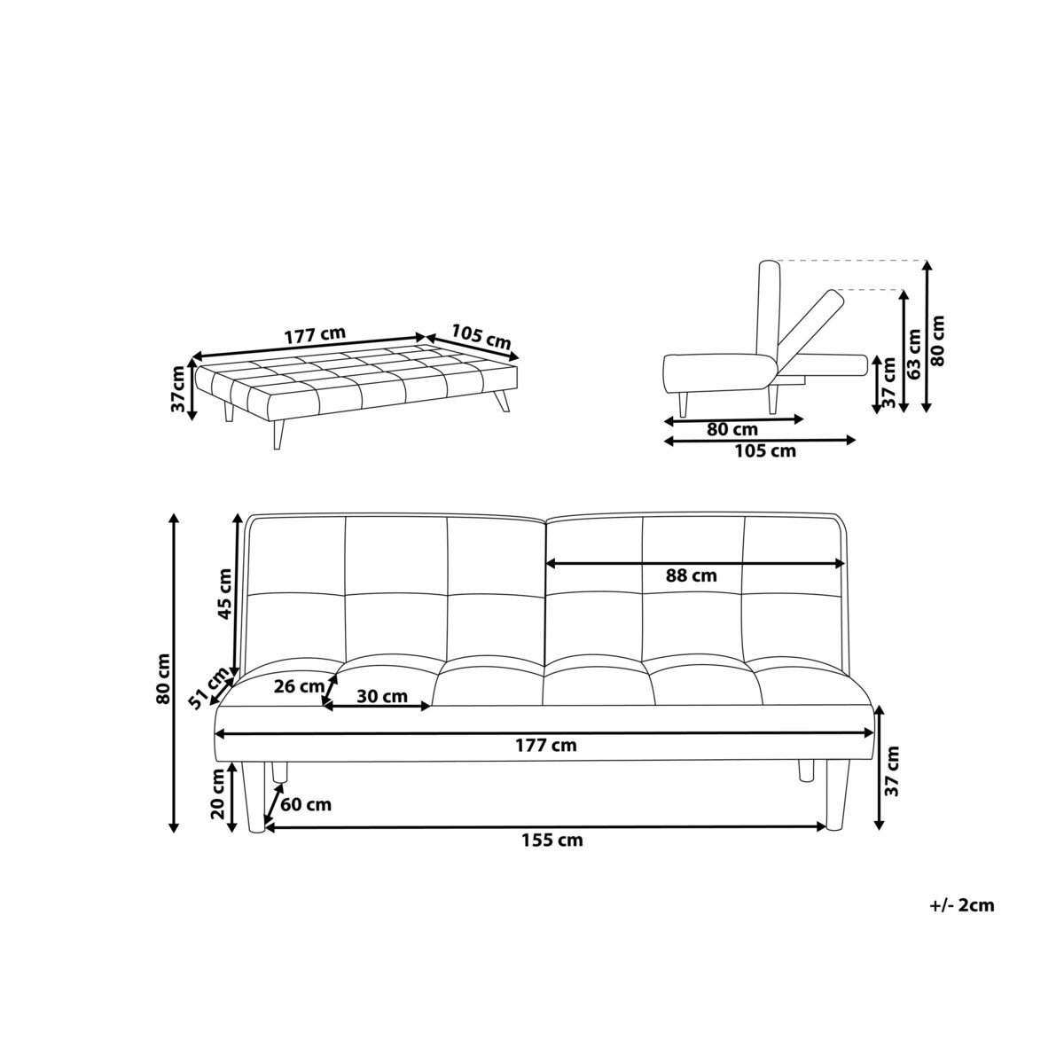 Sofa rozkładana ciemnoszara SILJAN