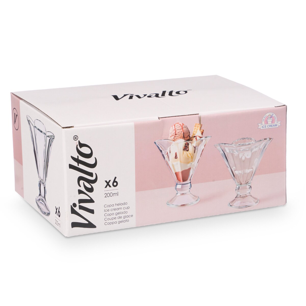 Zestaw szklanych pucharków do deserów FLOWER, 200 ml, 6 sztuk