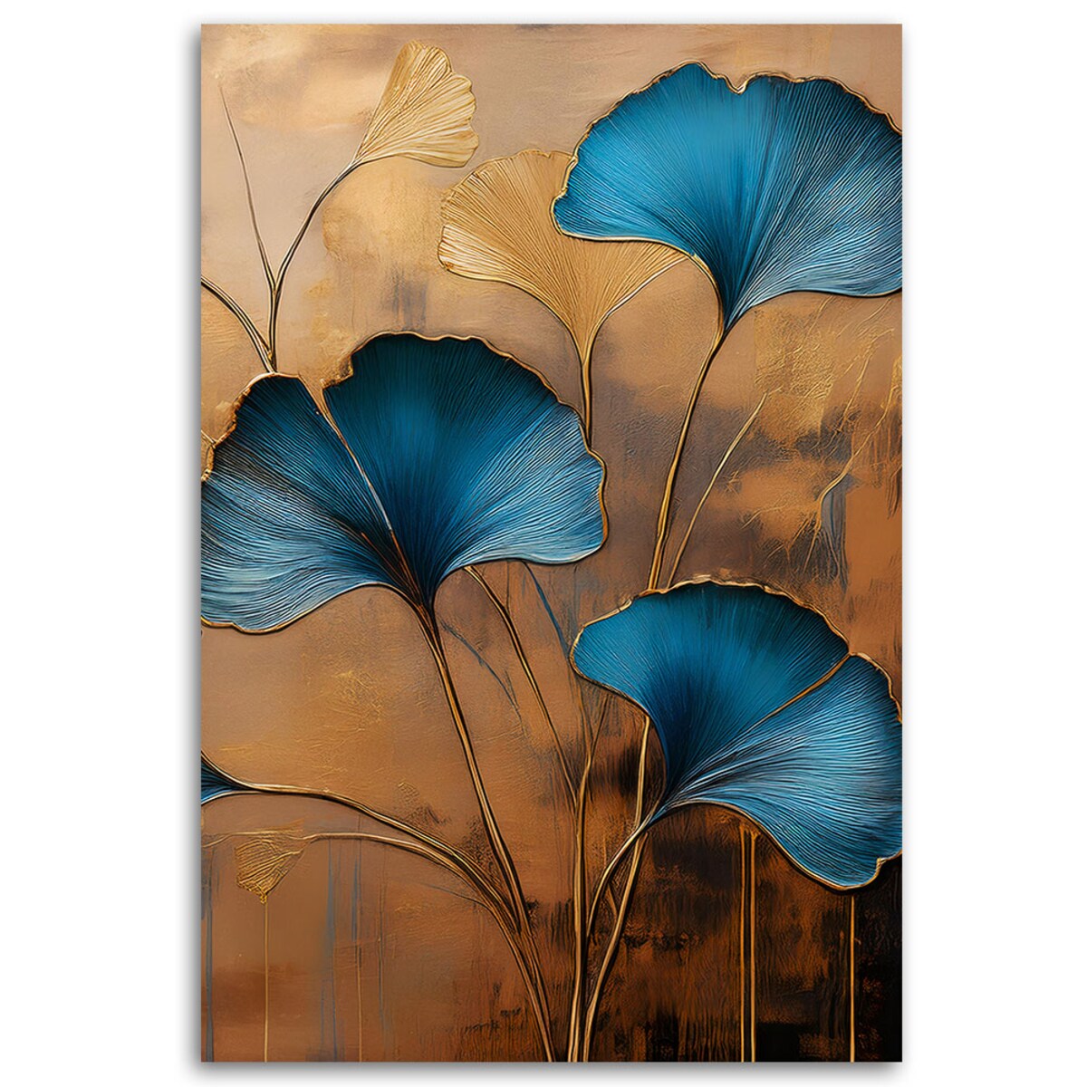 Obraz na płótnie do salonu sypialni kuchni Kwiaty Ginko Botanika Art Deco 70x100