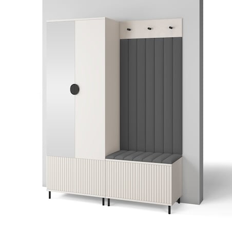 Zestaw szafka na buty z panelami Ritmo wersja 1 nogi rurki Trinity 15 beżowa