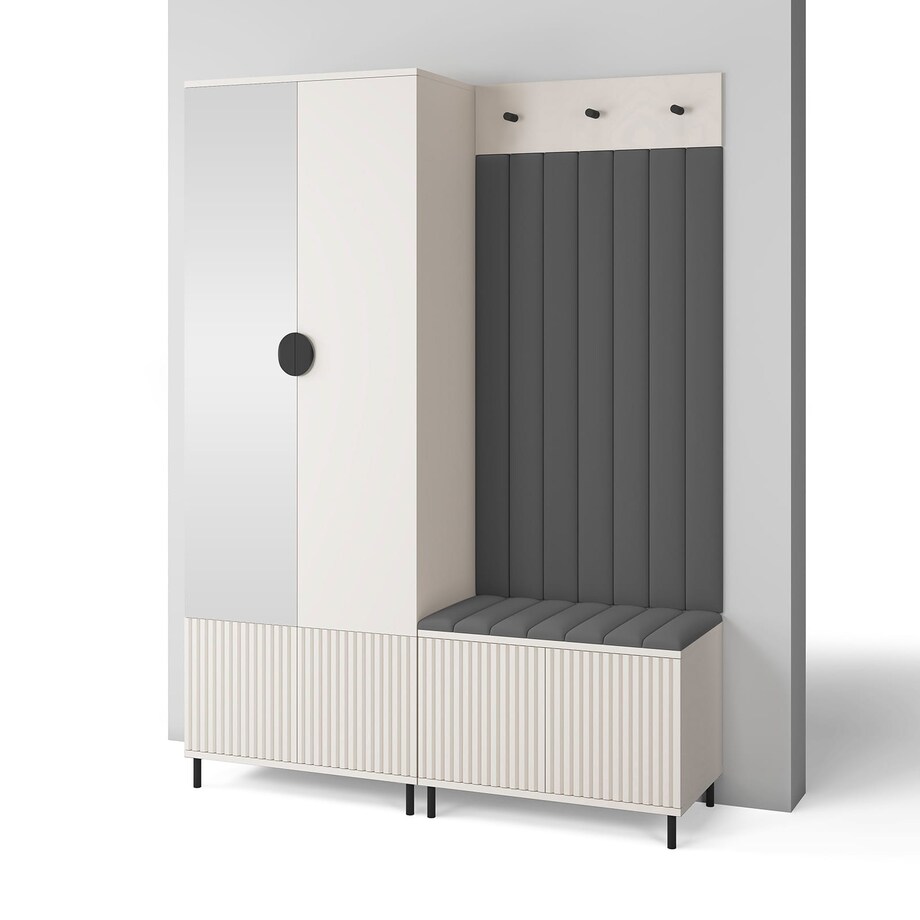 Zestaw szafka na buty z panelami Ritmo wersja 1 nogi rurki Trinity 15 beżowa