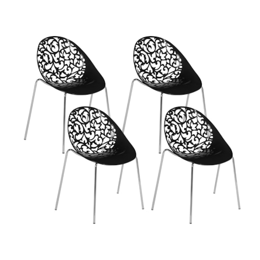 Zestaw 4 krzeseł do jadalni czarny MUMFORD