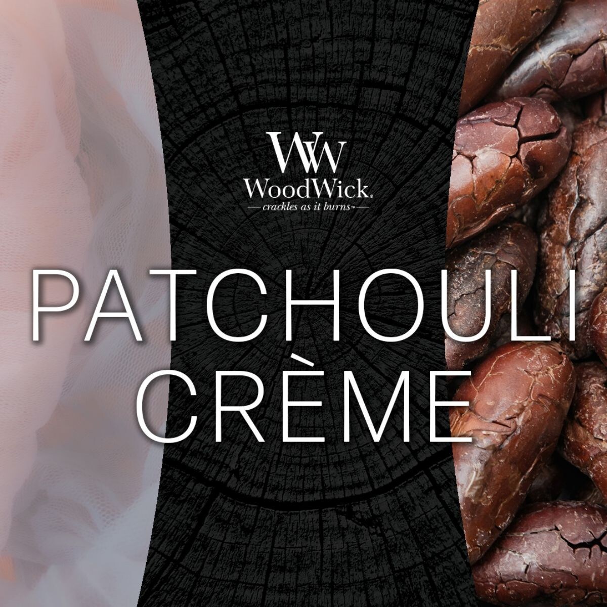WoodWick świeca duża PATCHOULI CREME