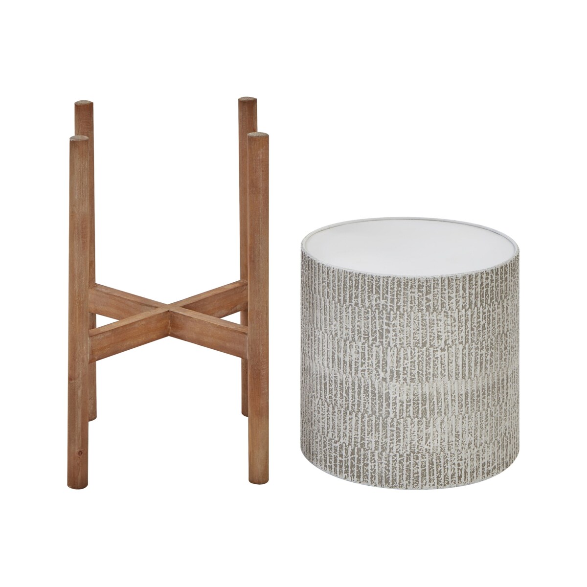 Doniczka na stojaku 30 x 30 x 59 cm szara PINSAPO