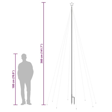 vidaXL Choinka LED do wnętrz na zewnątrz 576 diod LED niebieska, 3,6 m