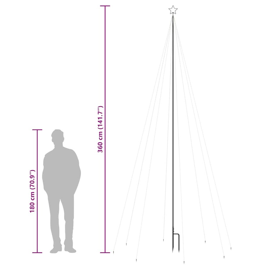 vidaXL Choinka LED do wnętrz na zewnątrz 576 diod LED niebieska, 3,6 m
