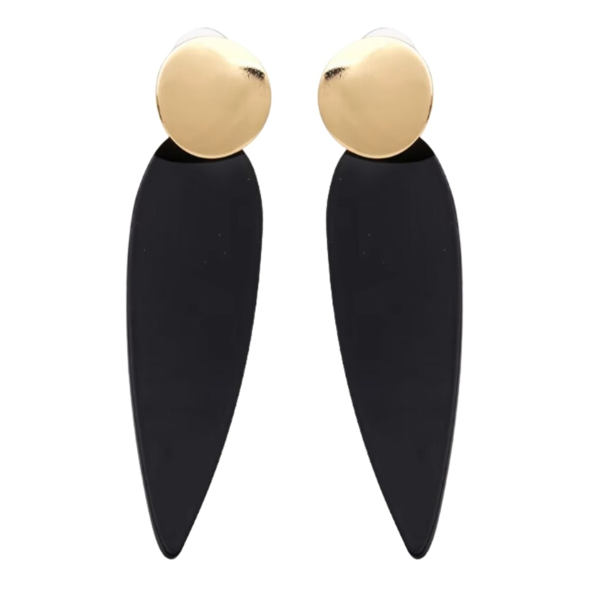 Złote czarne kolczyki długie wiszące akrylowe listki na co dzień damskie