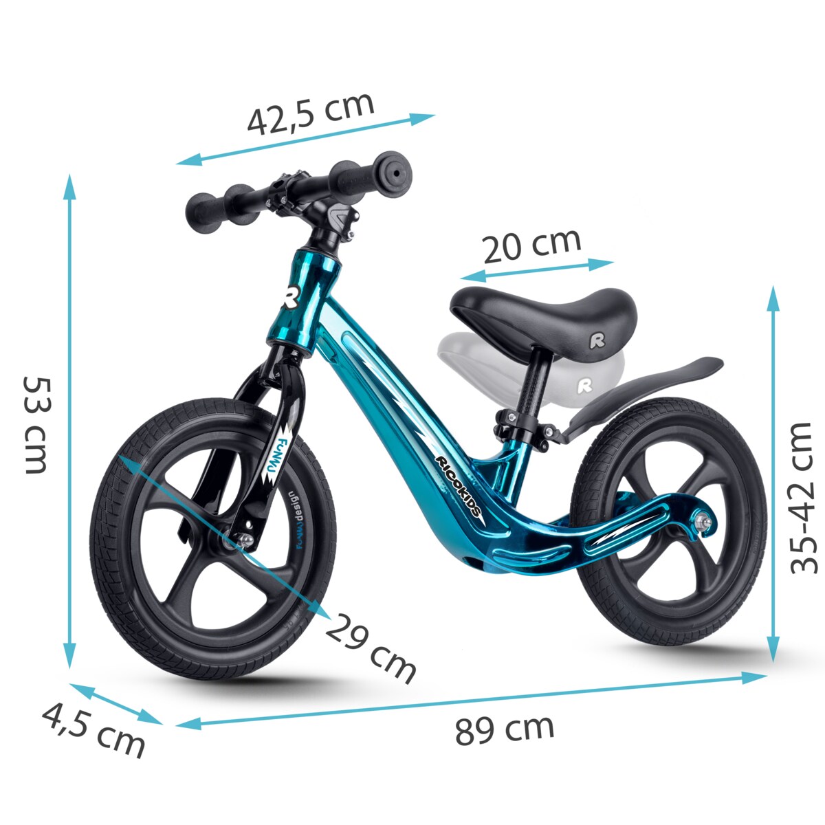 Rowerek biegowy dla dzieci magnesium Ricokids ciemnoniebieski Funnu 760506