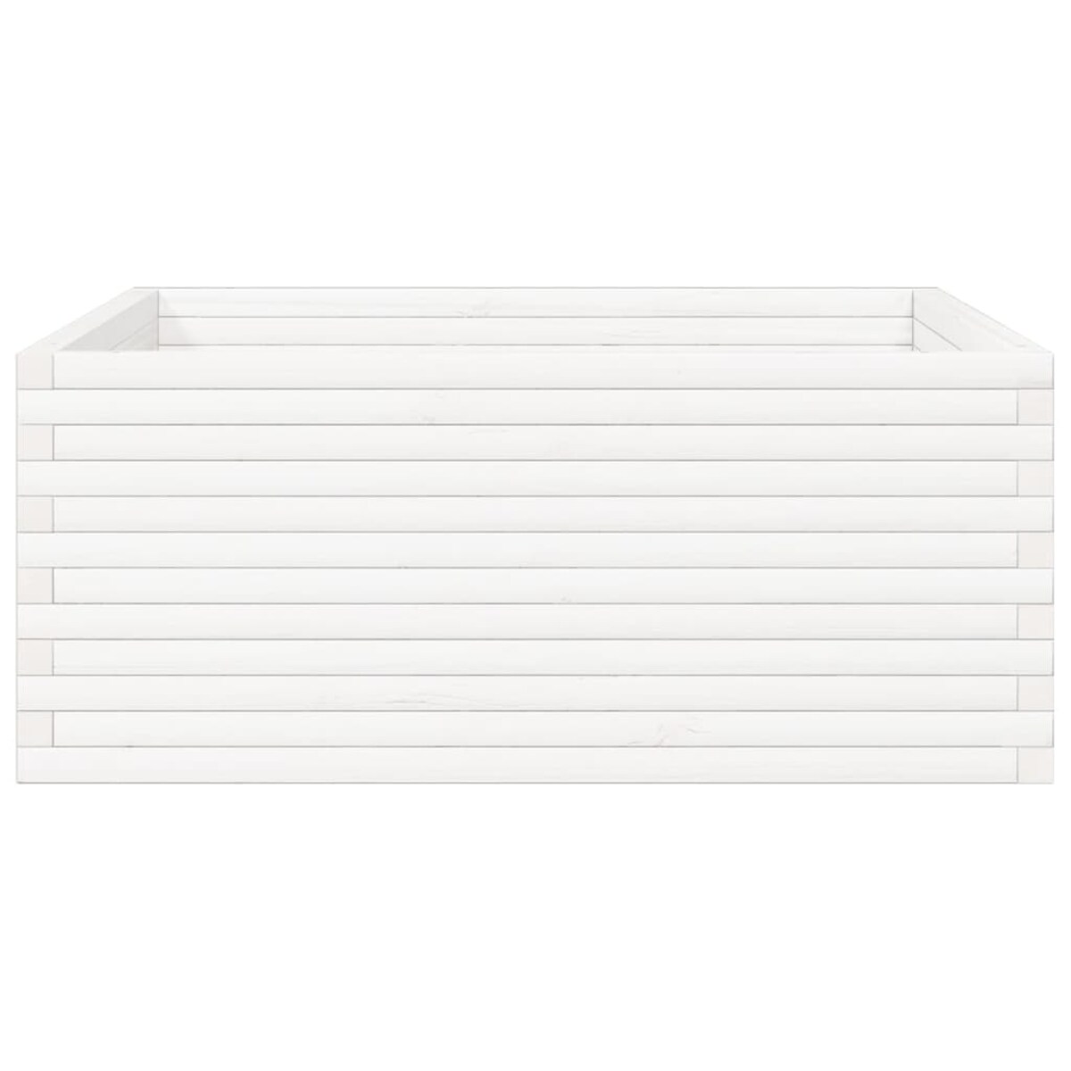 vidaXL Donica ogrodowa, biała, 110x110x46 cm, lite drewno sosnowe