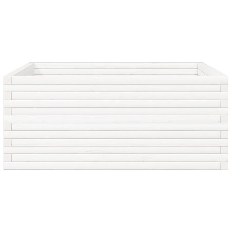 vidaXL Donica ogrodowa, biała, 110x110x46 cm, lite drewno sosnowe