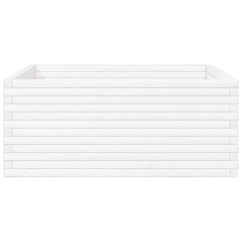 vidaXL Donica ogrodowa, biała, 110x110x46 cm, lite drewno sosnowe