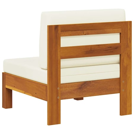 vidaXL Moduł sofy środkowej, kremowe poduszki, lite drewno akacjowe