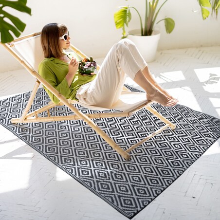 Dywan zewnętrzny tkany na płasko 120x170 cm e-floor romby szary