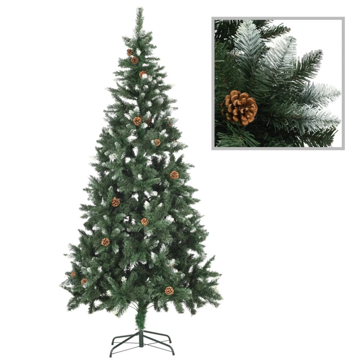 vidaXL Sztuczna choinka z lampkami i bombkami, 210 cm