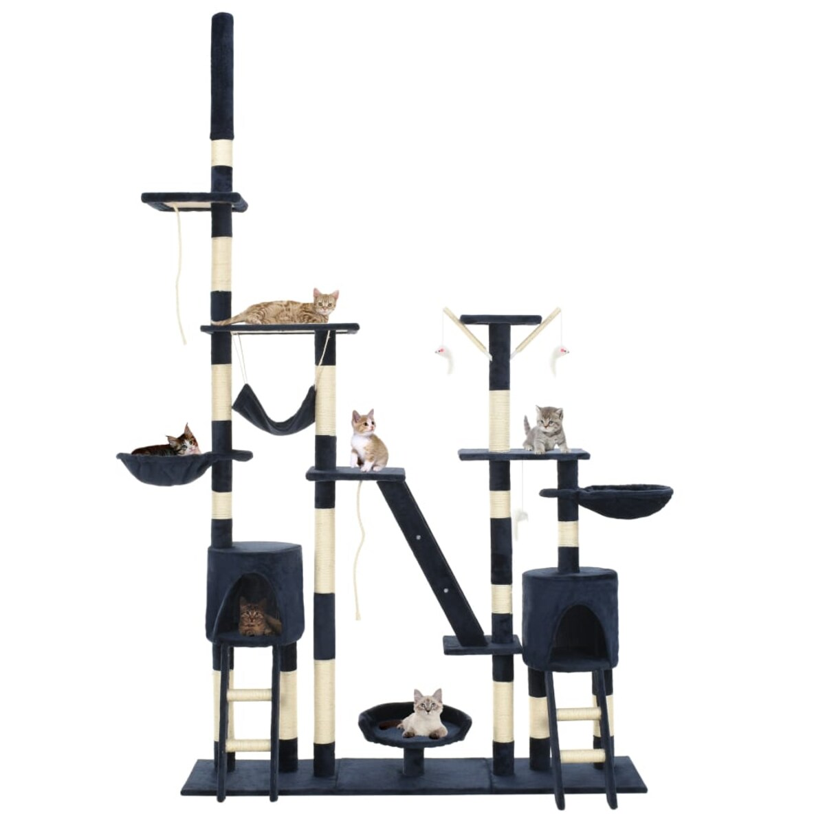 vidaXL Drapak dla kota z sizalowymi słupkami, 230-250 cm, niebieski