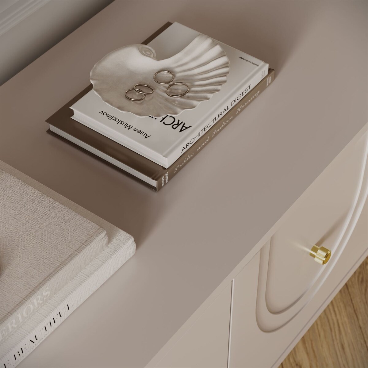 Szafka RTV LIBERTY na drewnianych nóżkach, kaszmir