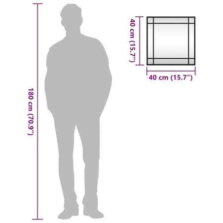 vidaXL Lustro ścienne, czarne, 40x40 cm, kwadratowe, żelazo