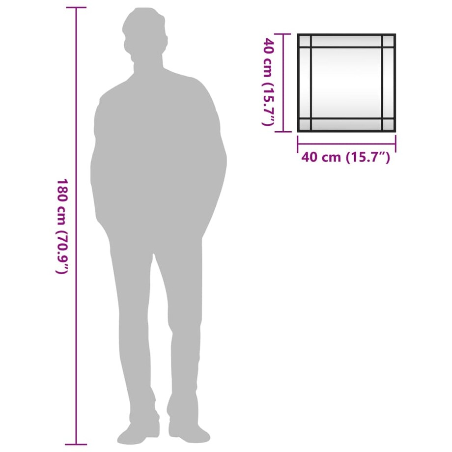 vidaXL Lustro ścienne, czarne, 40x40 cm, kwadratowe, żelazo