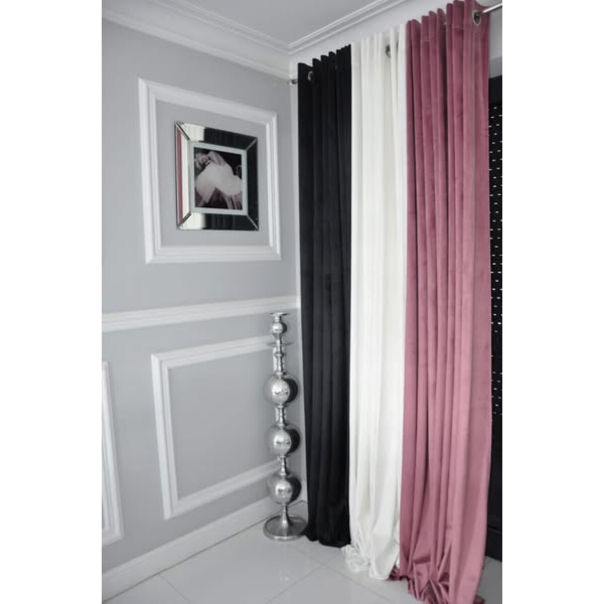 Zasłona welurowa gładka | 140x250 cm przelotki | brudny róż