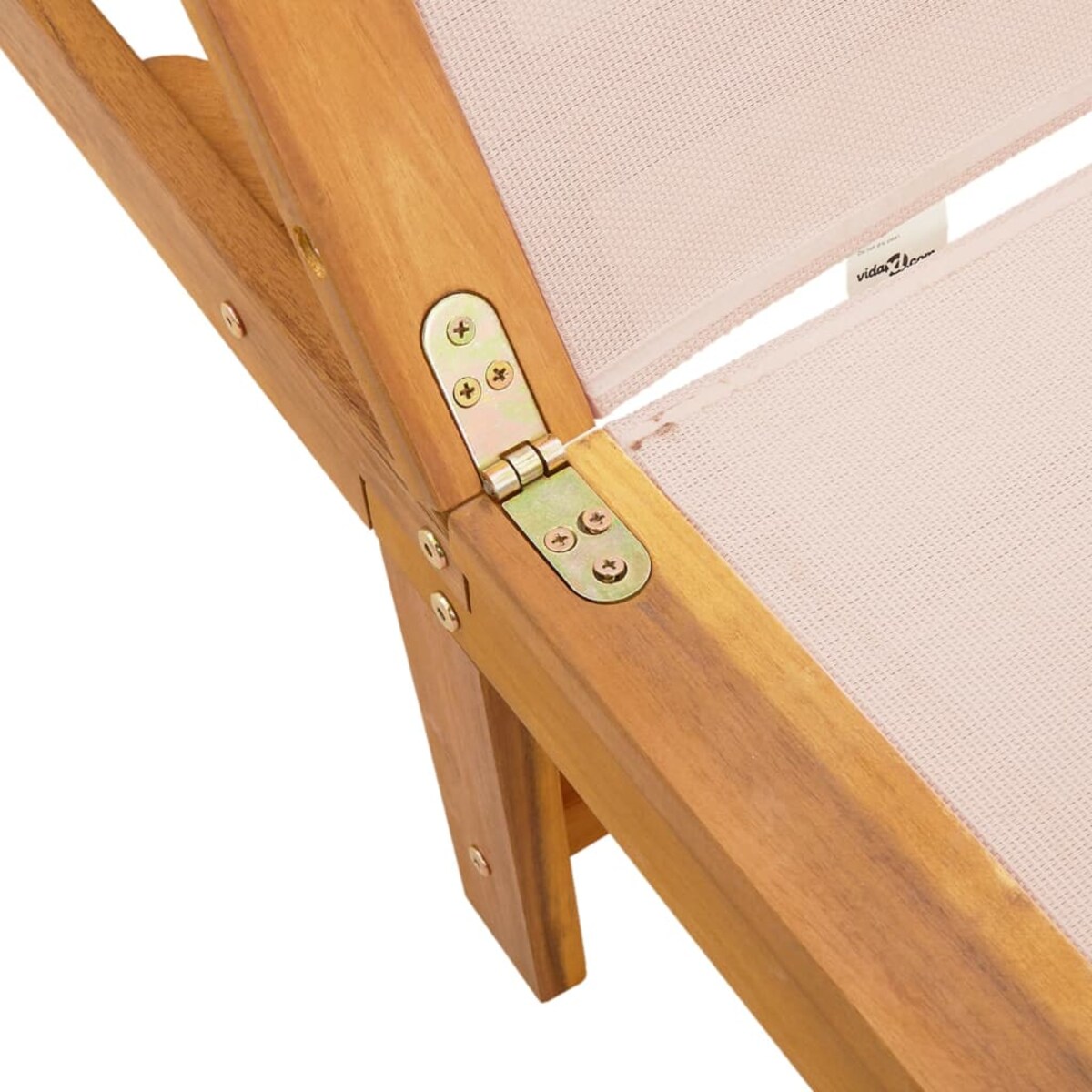 vidaXL Leżak ze stolikiem, kremowy, drewno akacjowe i textilene