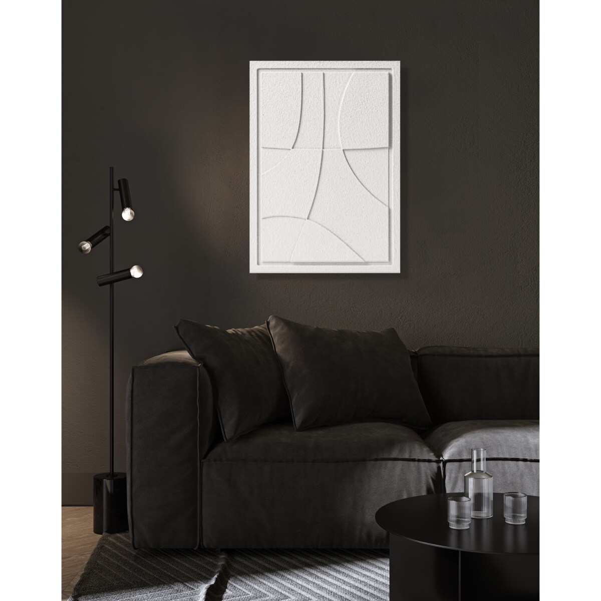 Obraz 3D 50x70cm Abstract III – Dekoracja Ścienna z Tynku Naturalnego, Bianco Minimalistyczny Relief