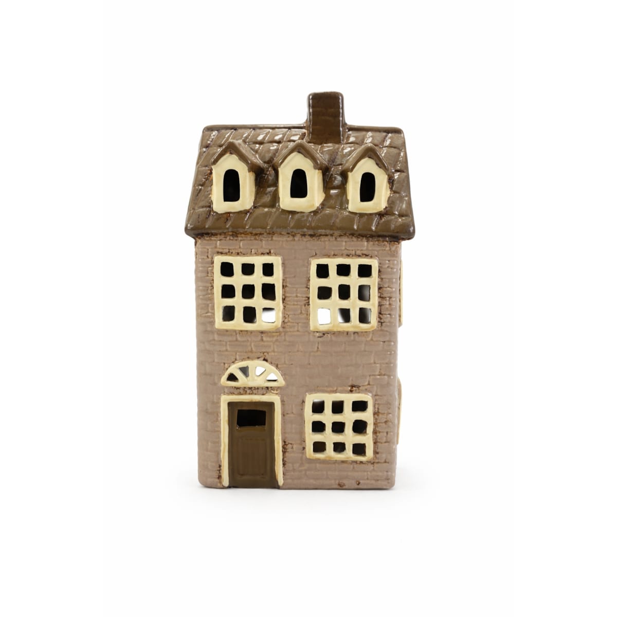 Ceramiczny domek na tea-lighty 16x14x9,5 cm KOLOMAN beżowy