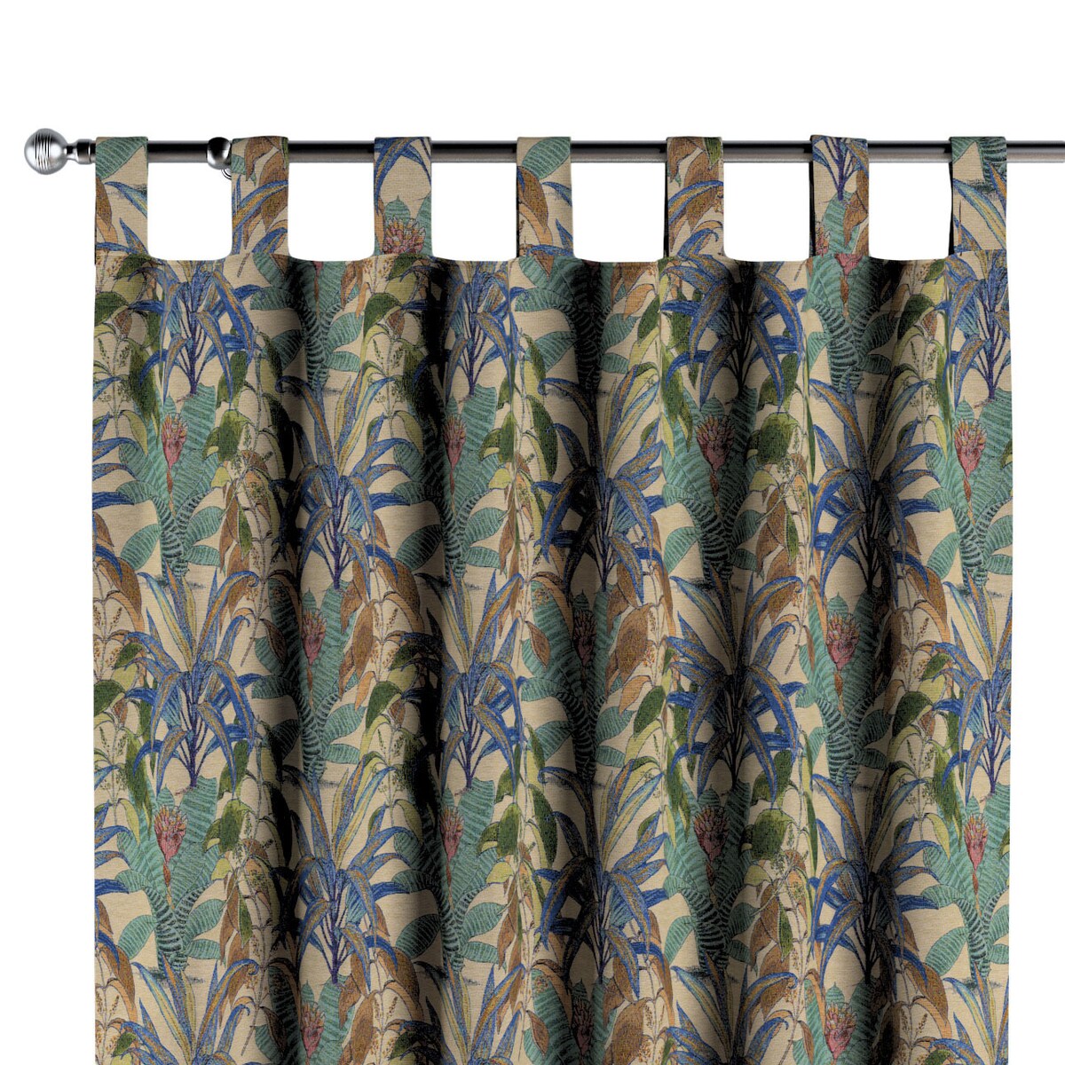Zasłona na szelkach 1 szt. 130x260 zielono-niebieskie motywy roślinne